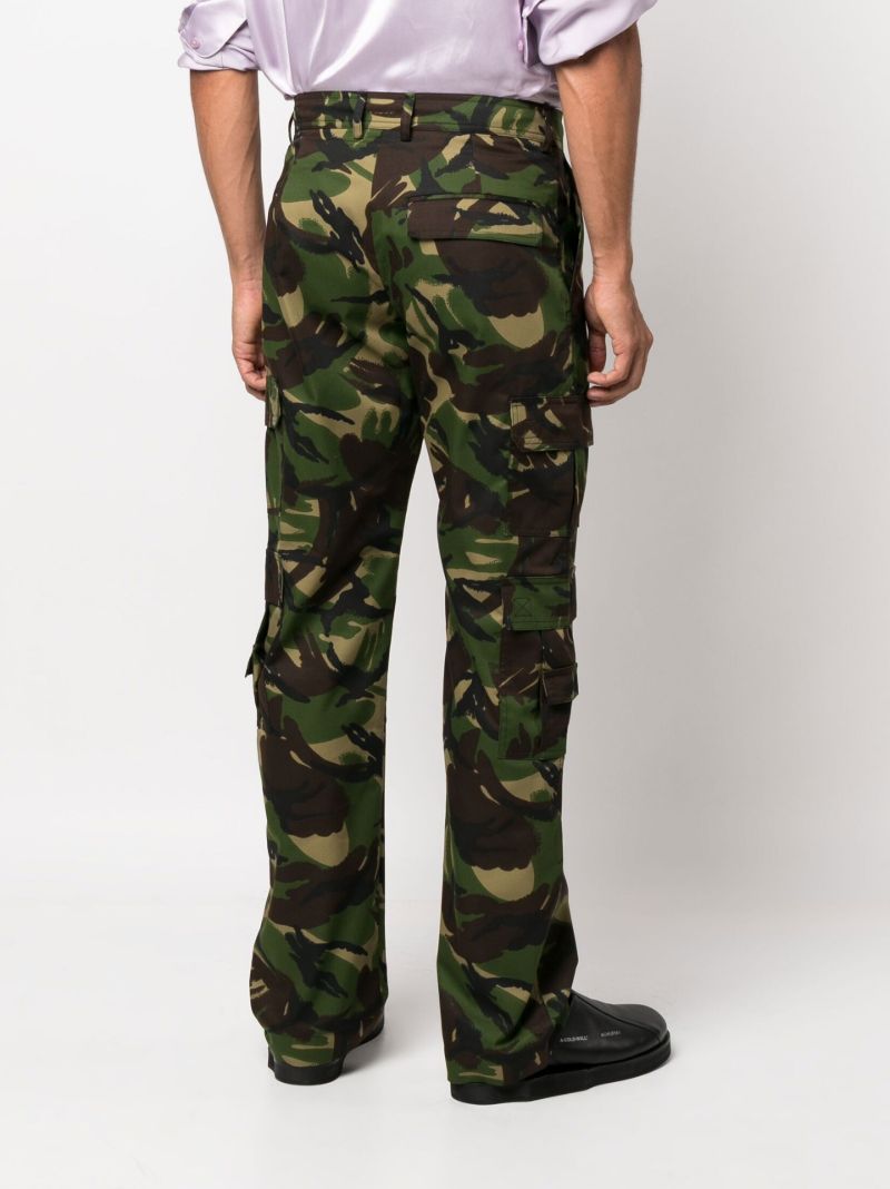 Green Camouflage Print Cargo Trousers