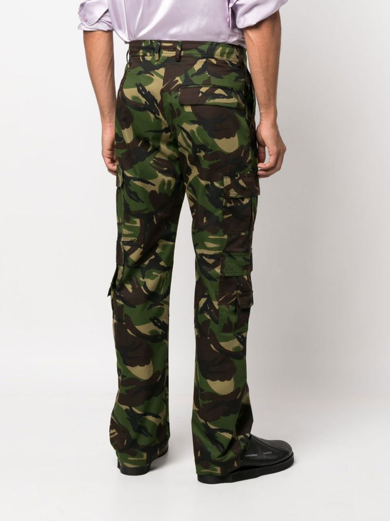 Green Camouflage Print Cargo Trousers