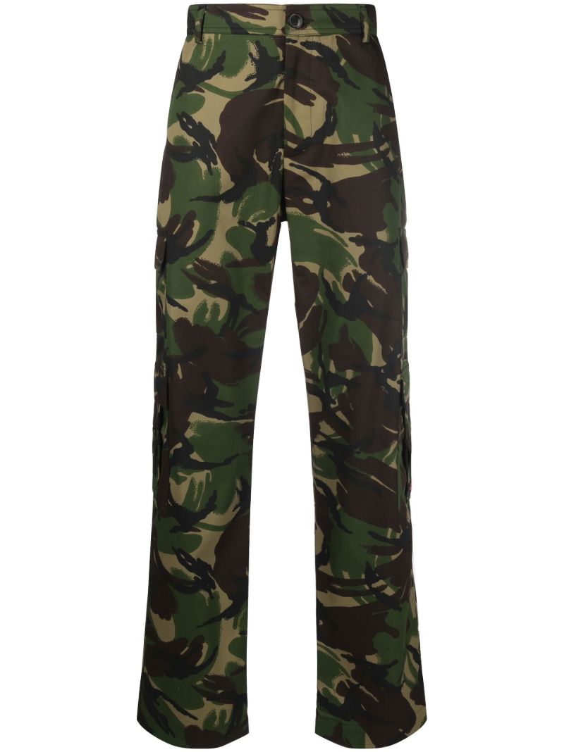 Green Camouflage Print Cargo Trousers