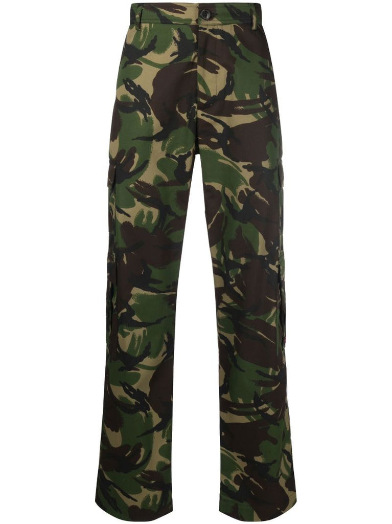 Green Camouflage Print Cargo Trousers