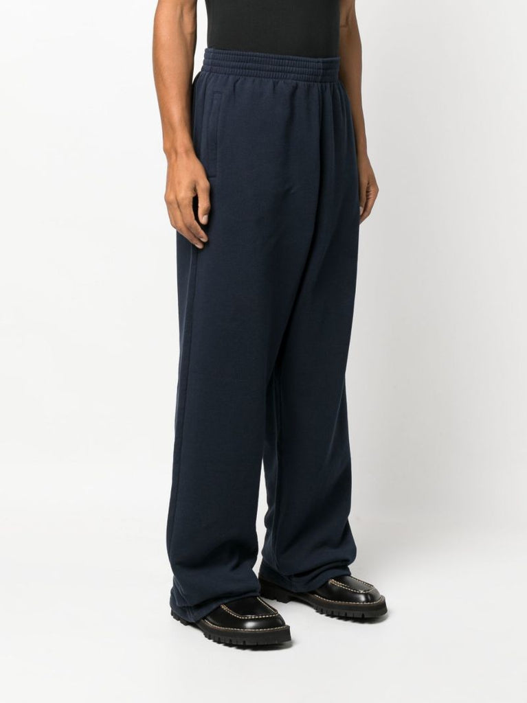 Blue Wide Leg Cotton Track Pants