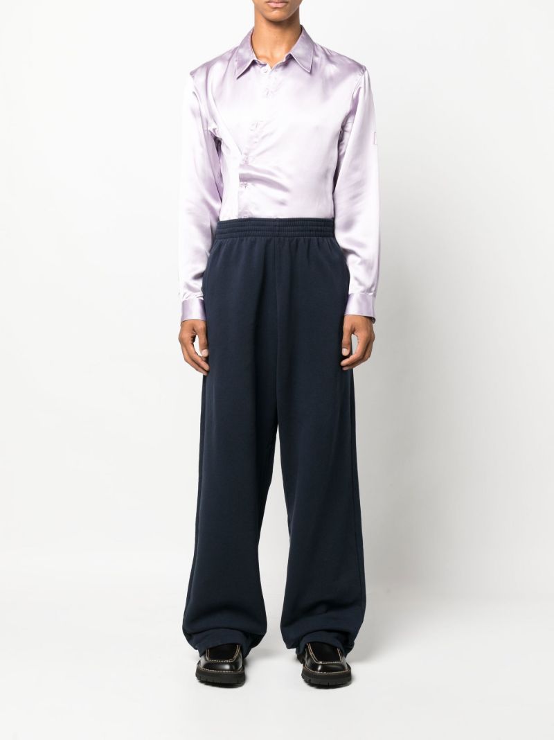 Blue Wide Leg Cotton Track Pants