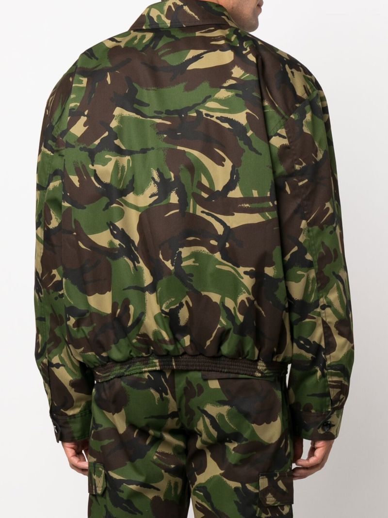 Green Camouflage Print Bomber Jacket