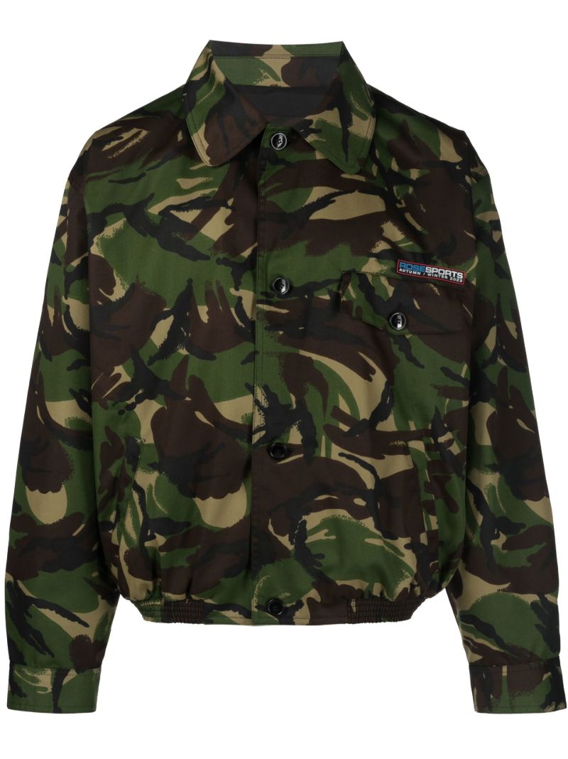 Green Camouflage Print Bomber Jacket