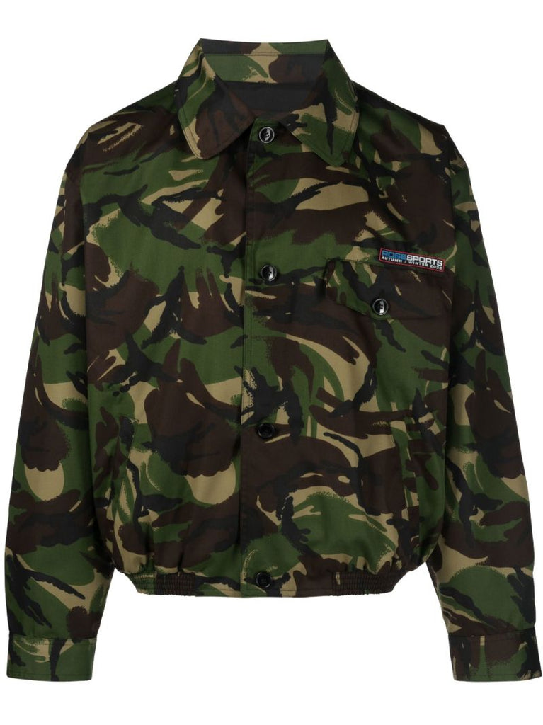 Green Camouflage Print Bomber Jacket