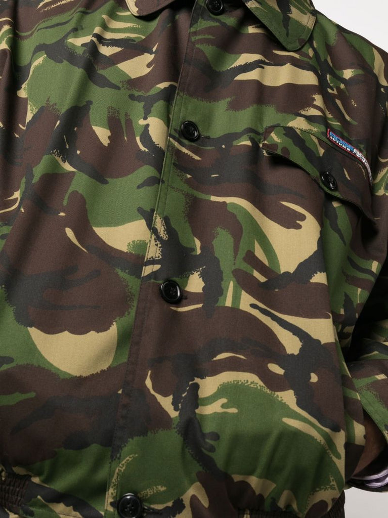 Green Camouflage Print Bomber Jacket