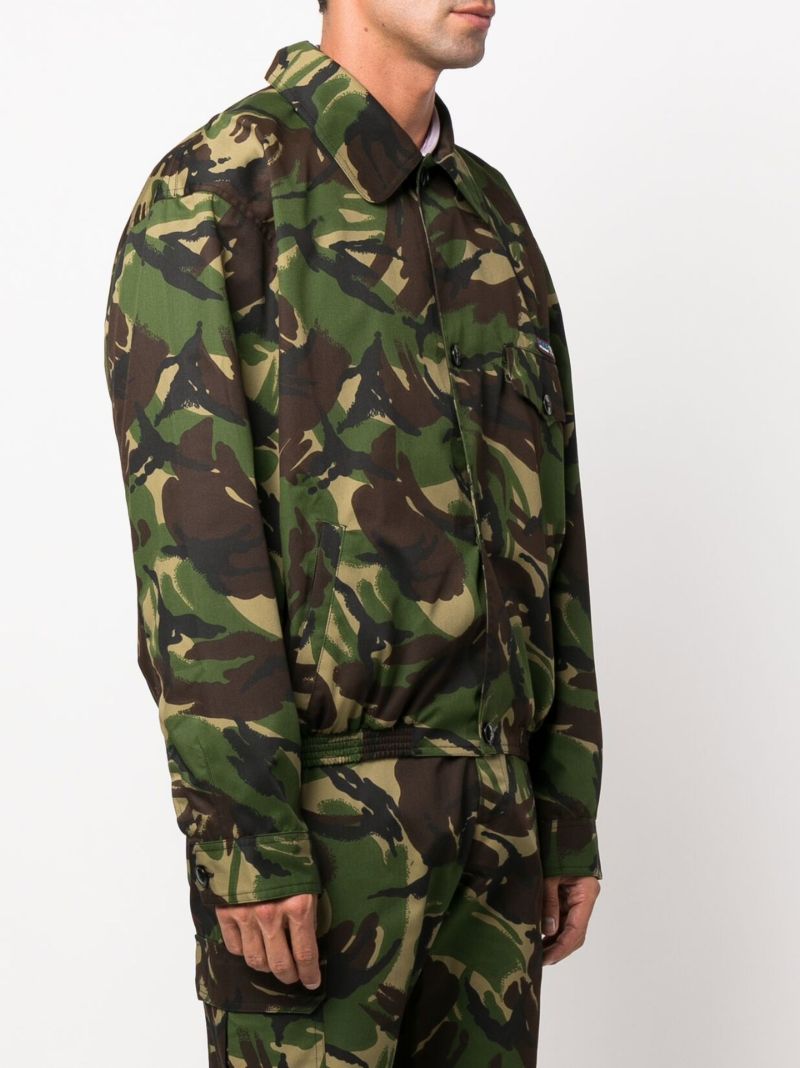 Green Camouflage Print Bomber Jacket