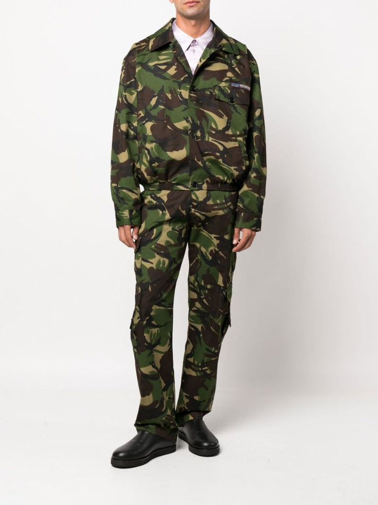 Green Camouflage Print Bomber Jacket