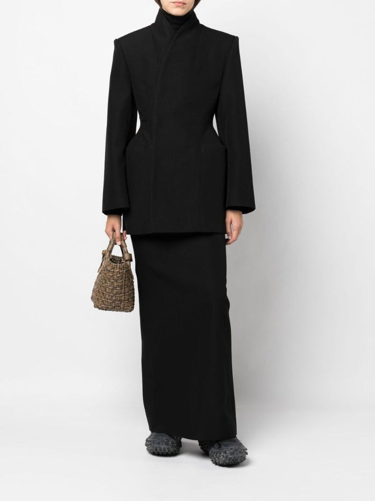 Black Tube Wool Maxi Skirt