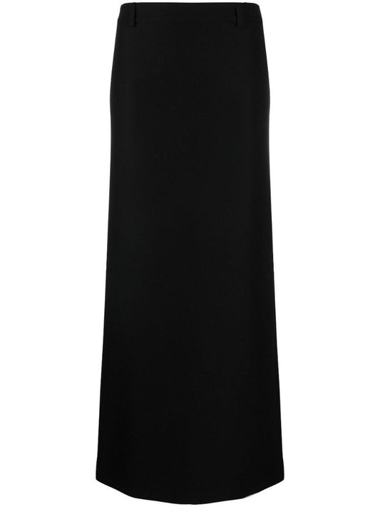 Black Tube Wool Maxi Skirt