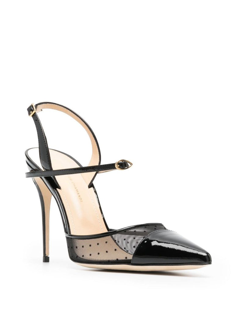 Black Vittorio 105 Patent Leather Slingback Pumps
