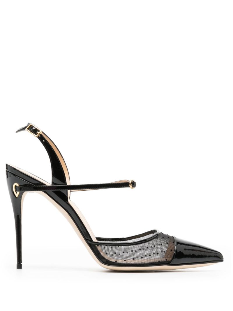 Black Vittorio 105 Patent Leather Slingback Pumps