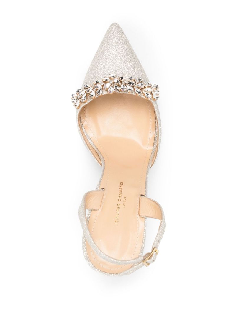 Silver Vittorio 105 Crystal Slingback Leather Pumps