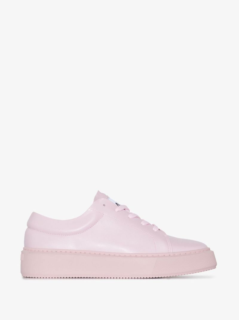 Pink Sporty Faux Leather Sneakers