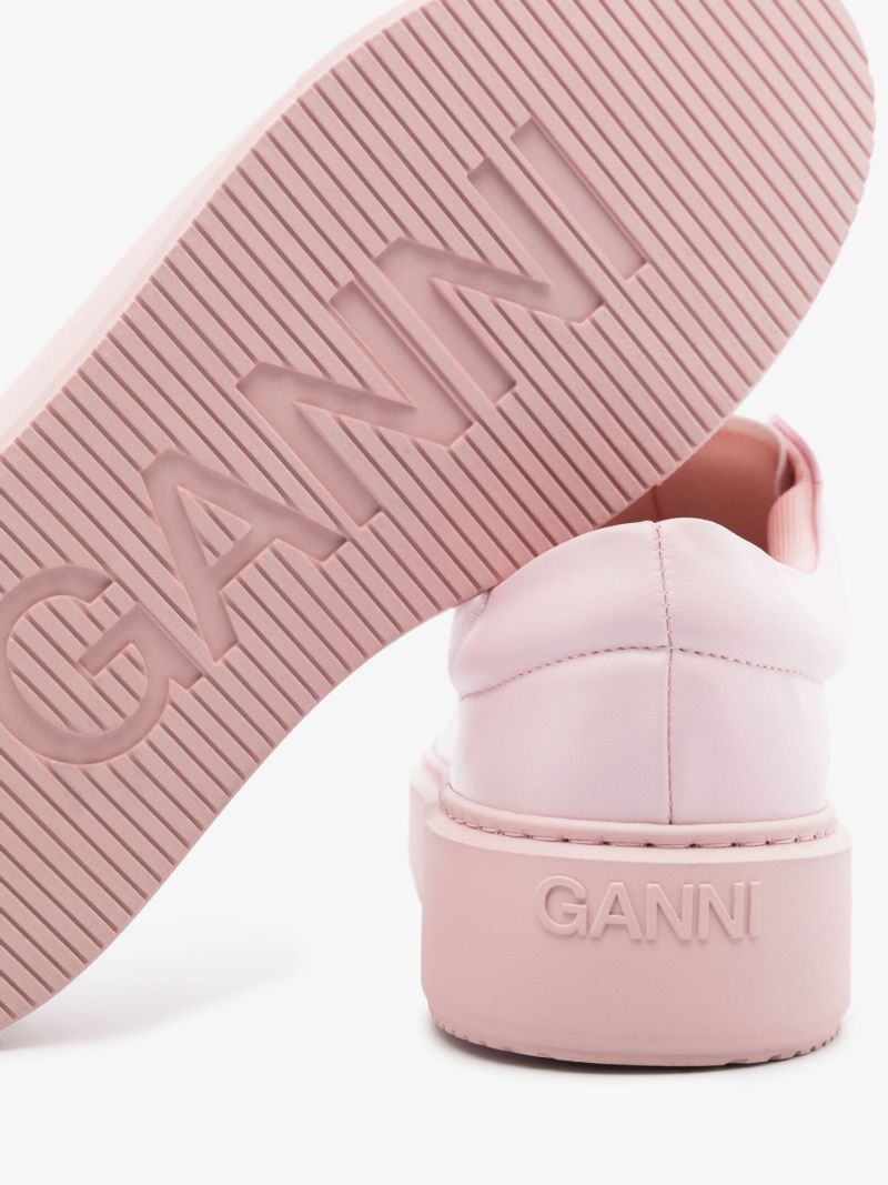 Pink Sporty Faux Leather Sneakers