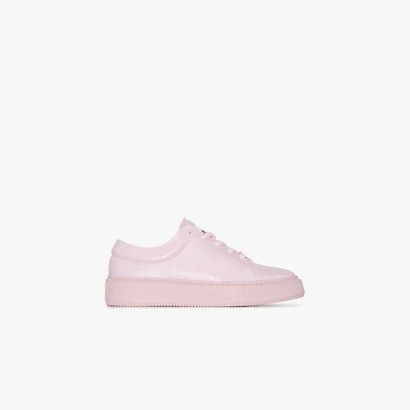 Pink Sporty Faux Leather Sneakers