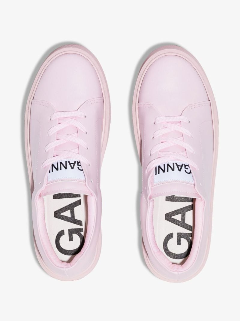 Pink Sporty Faux Leather Sneakers
