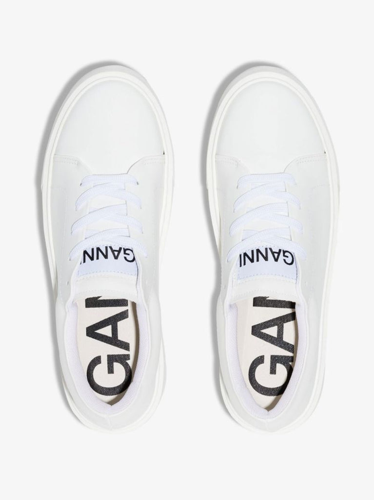 White Sporty Faux Leather Sneakers