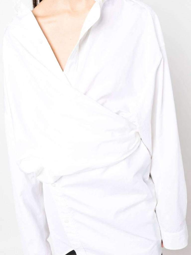 White Twisted Mini Shirt Dress