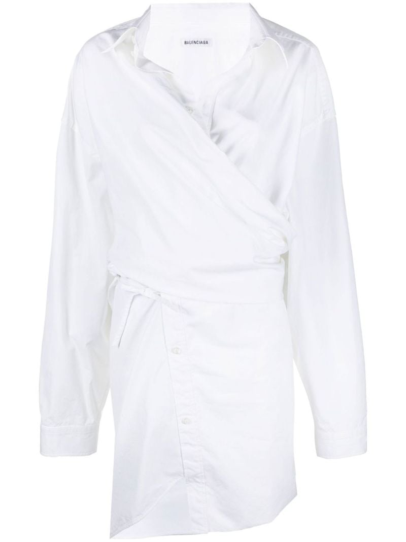 White Twisted Mini Shirt Dress