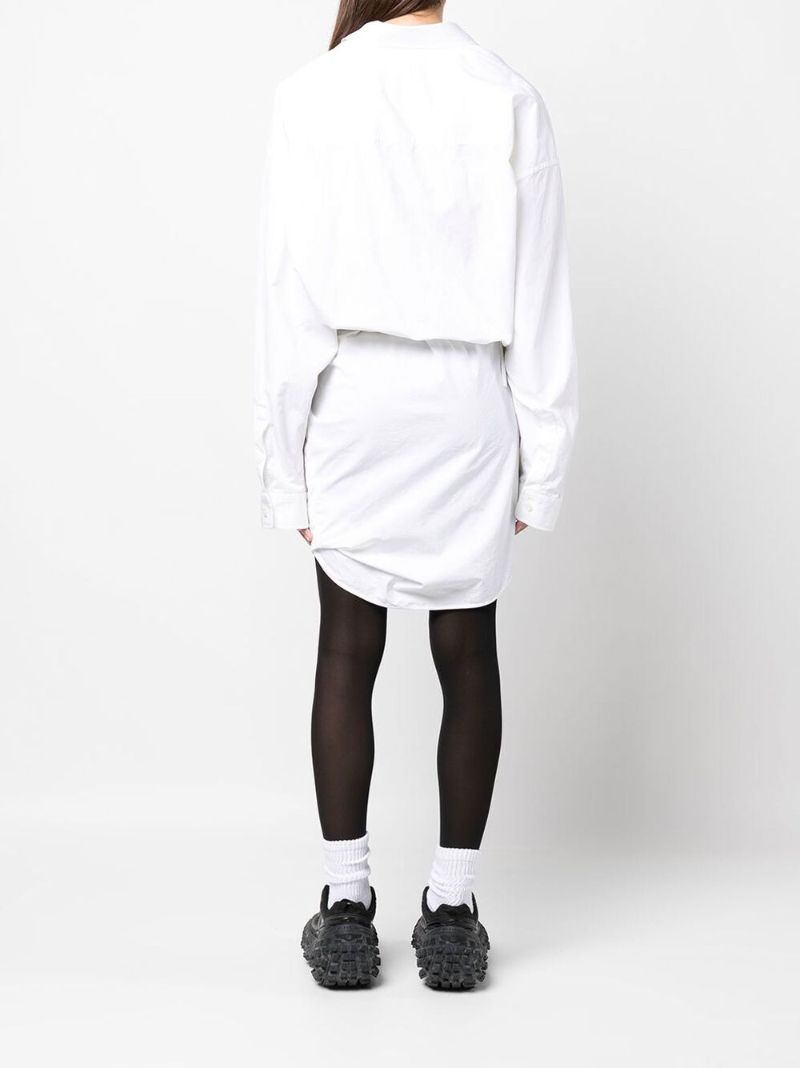 White Twisted Mini Shirt Dress