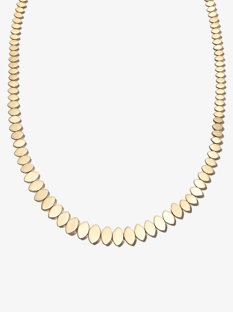 14k Yellow Gold Graduated Marquise Eye Eternity Necklace
