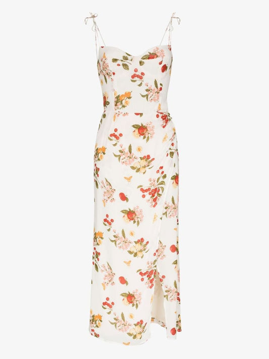 Neutral Kourtney Floral Midi Dress