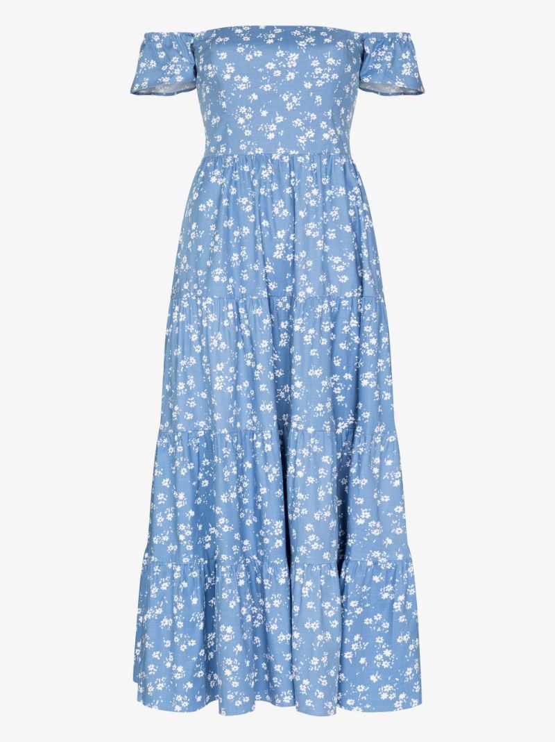 Derek Off-the-shoulder Floral Print Midi Dress