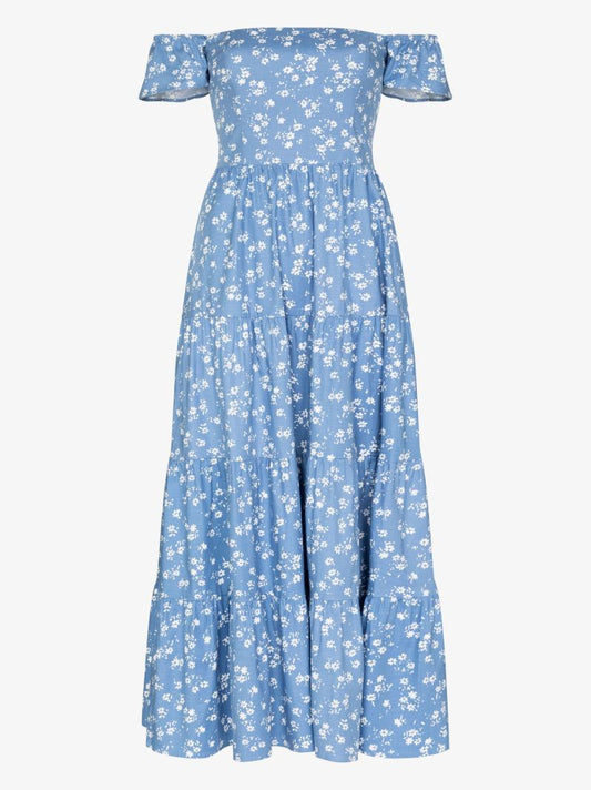 Derek Off-the-shoulder Floral Print Midi Dress