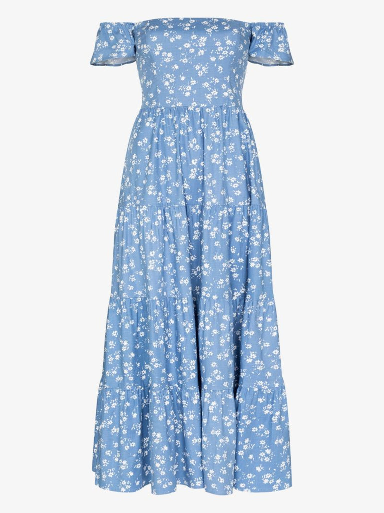 Derek Off-the-shoulder Floral Print Midi Dress