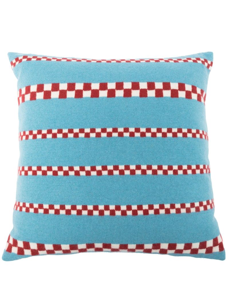 Blue Speed Check Cashmere Pillow
