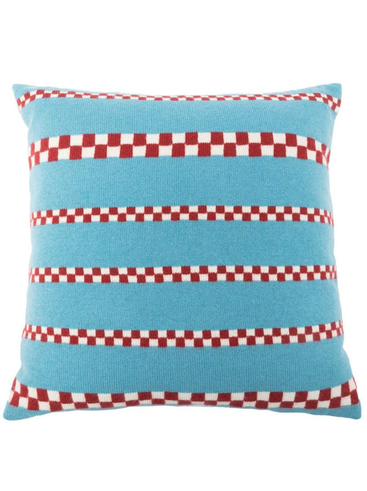 Blue Speed Check Cashmere Pillow