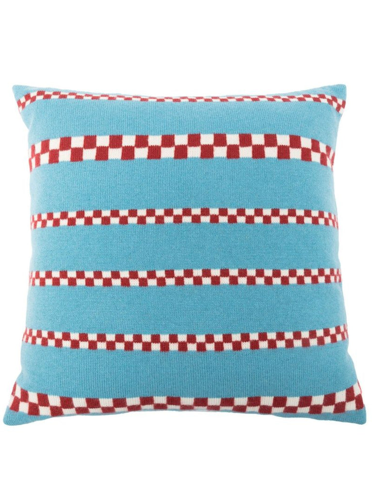 Blue Speed Check Cashmere Pillow