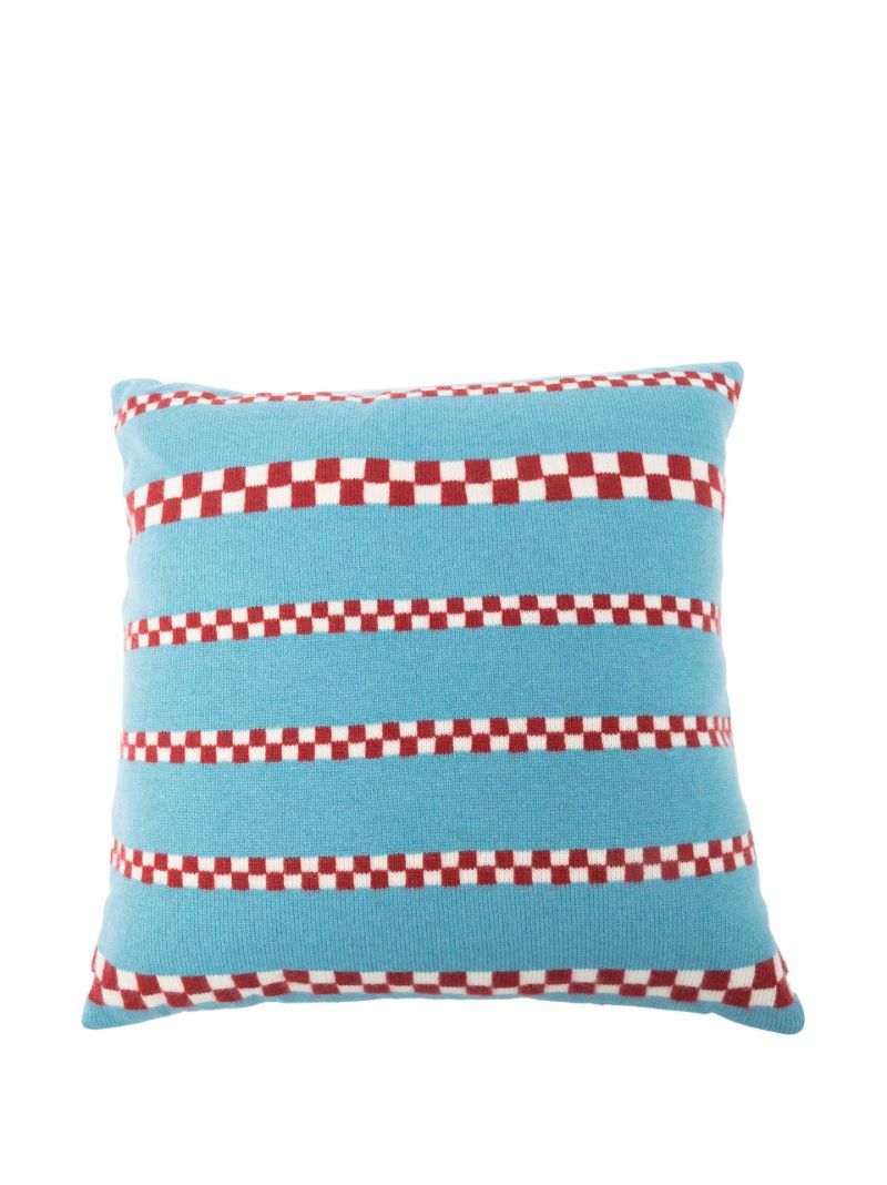 Blue Speed Check Cashmere Pillow