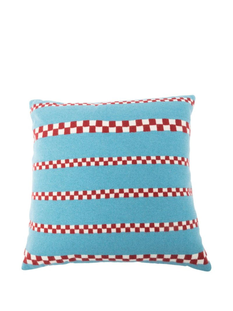 Blue Speed Check Cashmere Pillow