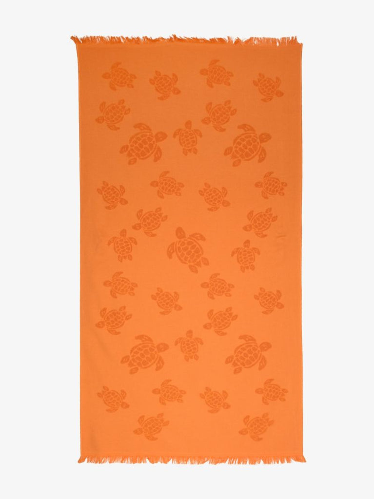Orange Turtle Motif Cotton Beach Towel