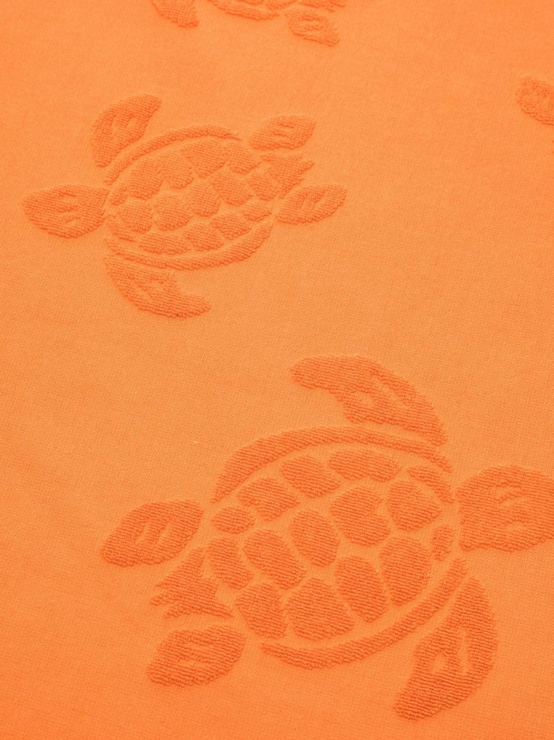 Orange Turtle Motif Cotton Beach Towel
