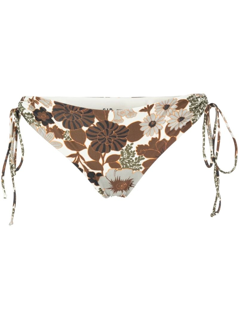 Neutral Floral Tie-side Bikini Bottoms