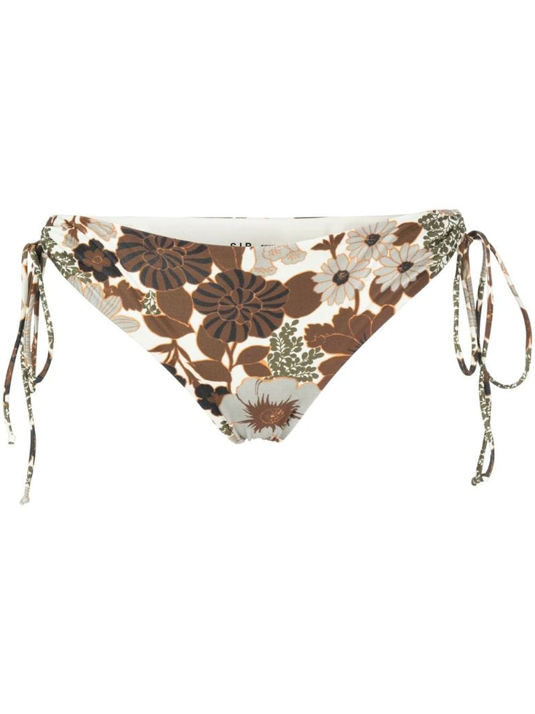Neutral Floral Tie-side Bikini Bottoms