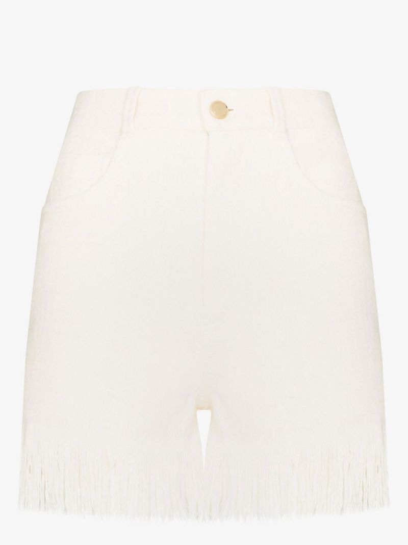 Fringed High Waist Silk Shorts