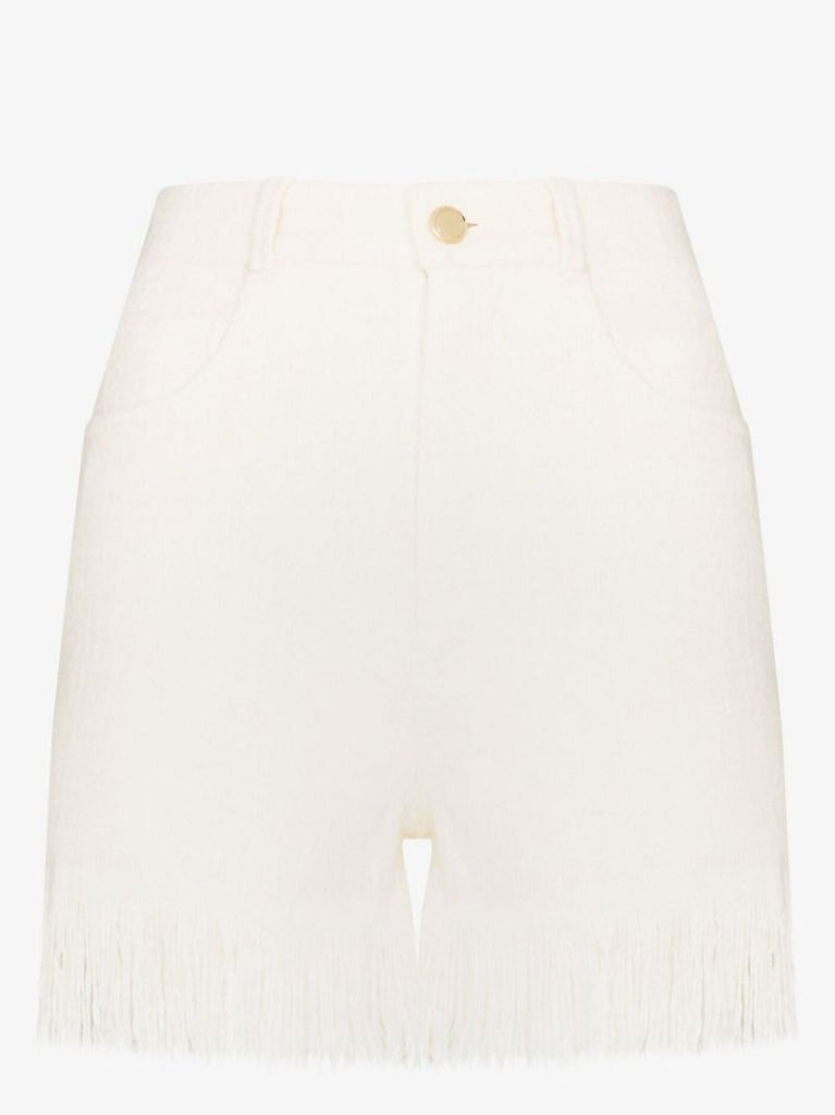 Fringed High Waist Silk Shorts