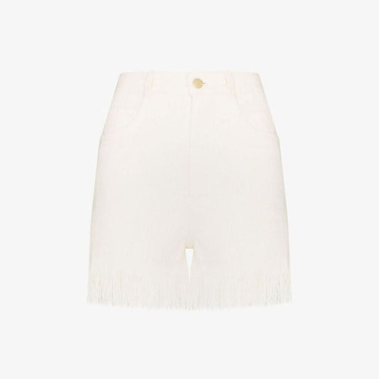 Fringed High Waist Silk Shorts