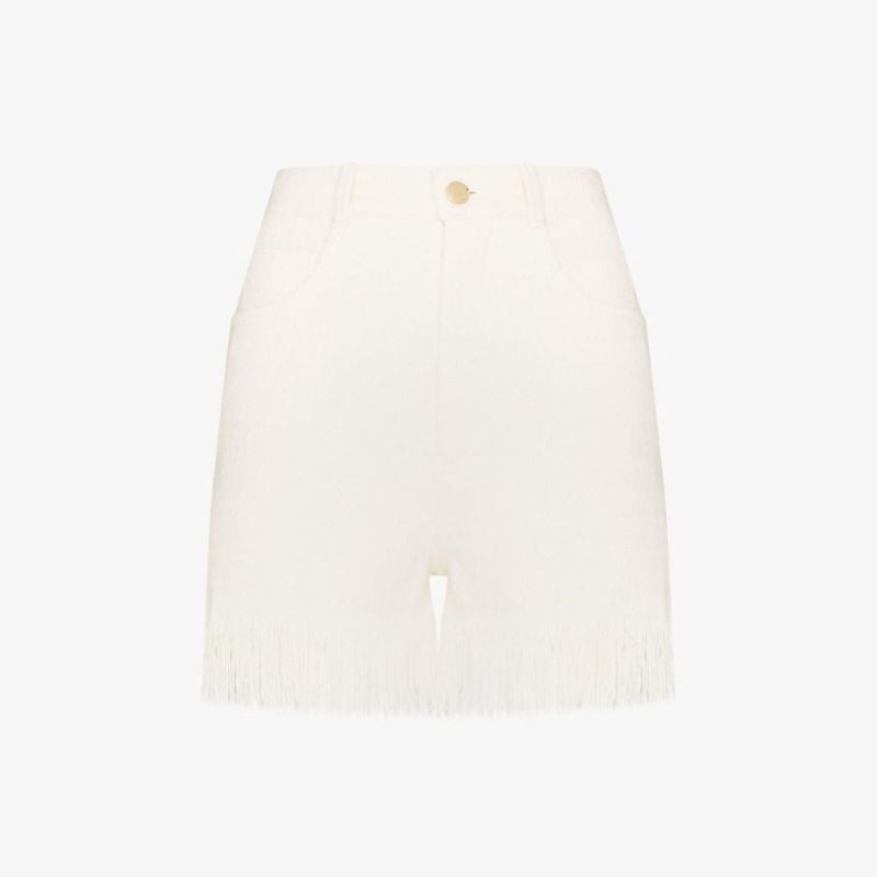 Fringed High Waist Silk Shorts