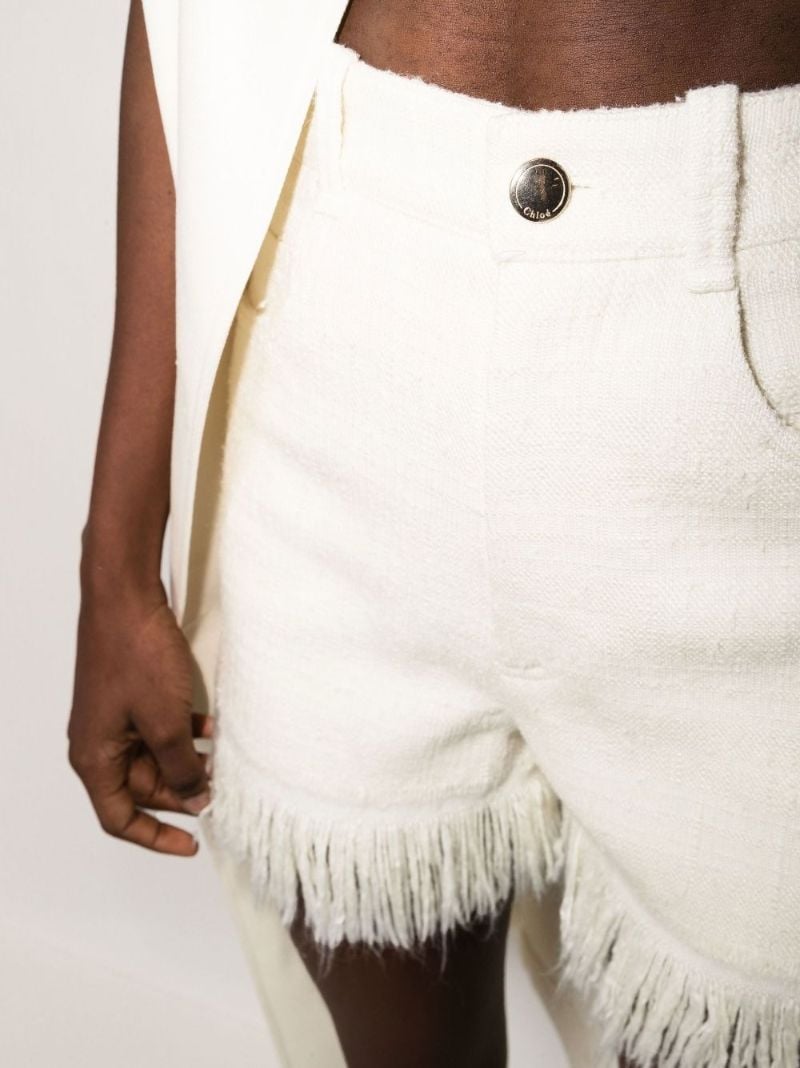 Fringed High Waist Silk Shorts