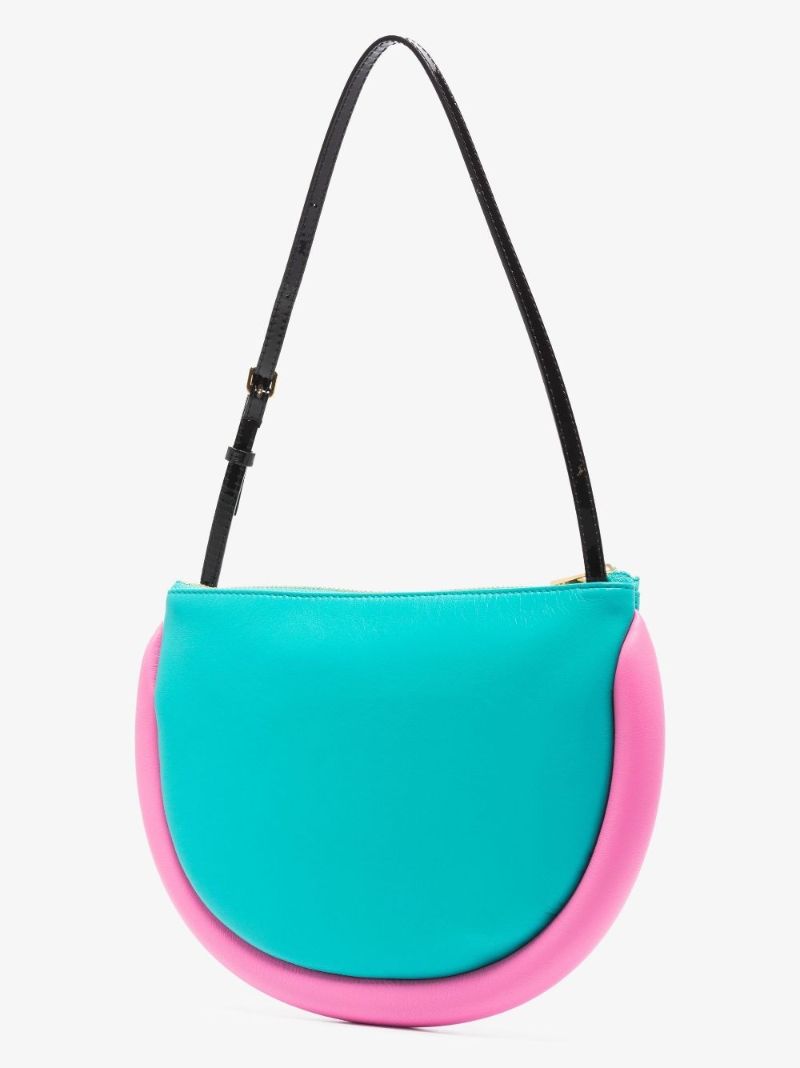 Blue the Bumper Moon Leather Shoulder Bag