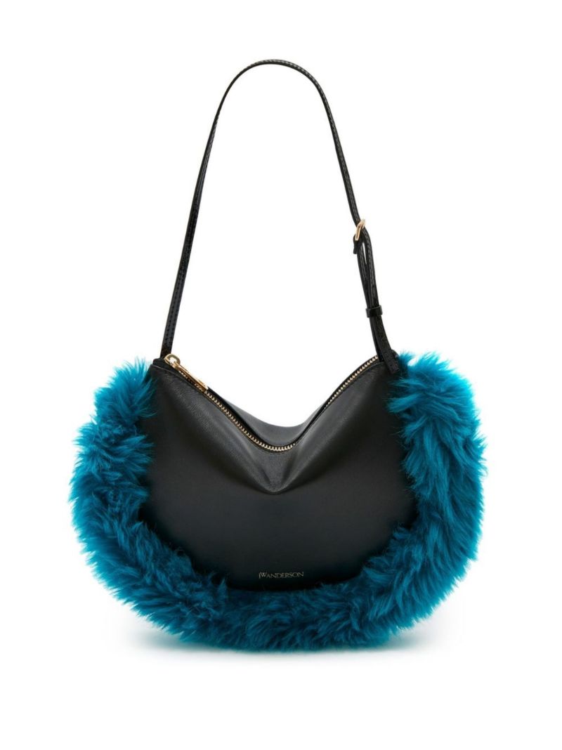 Black Bumper Moon Leather Shoulder Bag