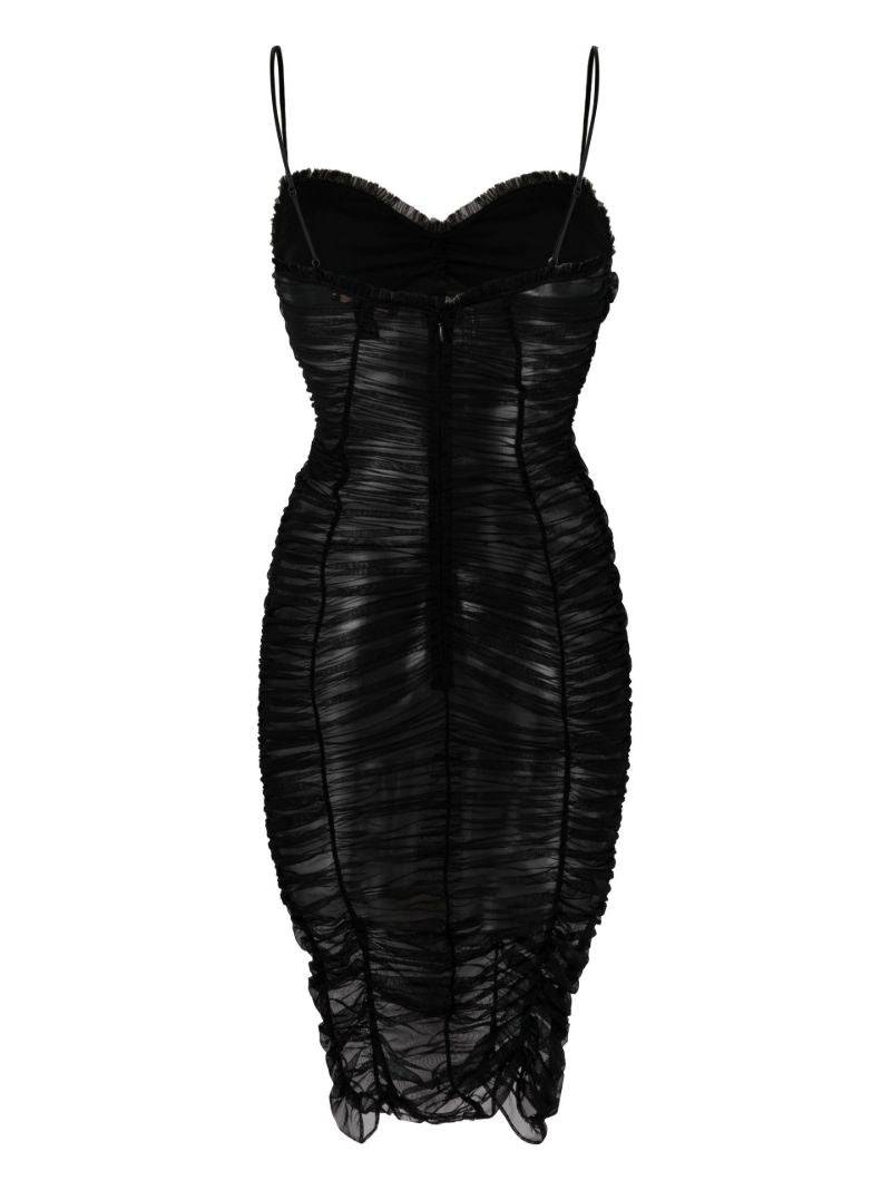 Black Ruched Silk Dress