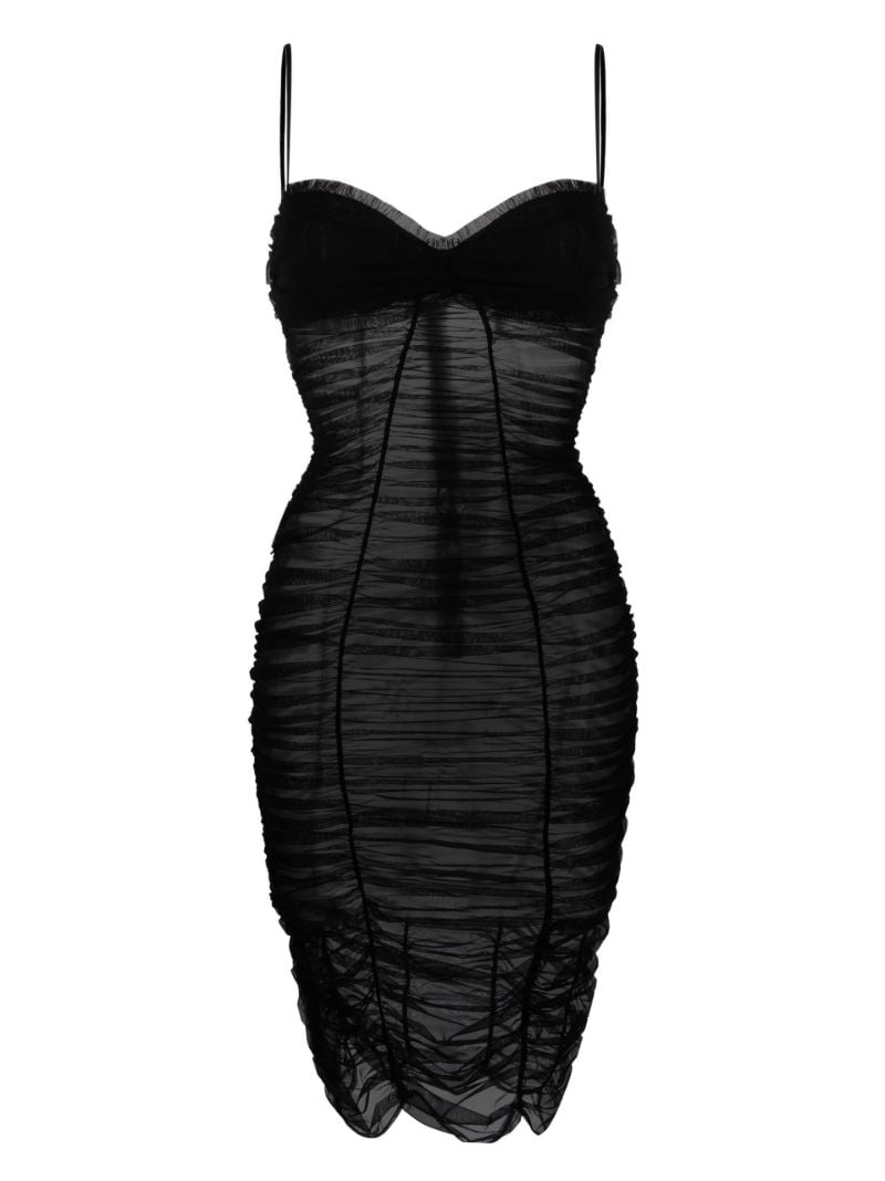Black Ruched Silk Dress