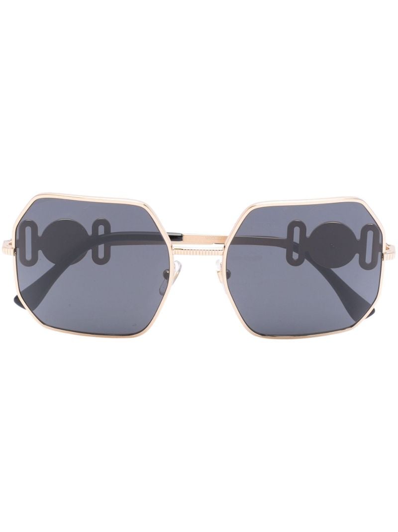 Gold-tone Medusa Hexagon Sunglasses