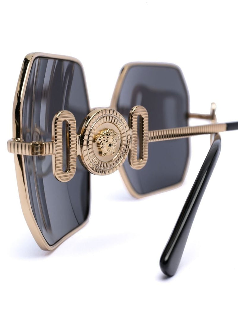 Gold-tone Medusa Hexagon Sunglasses